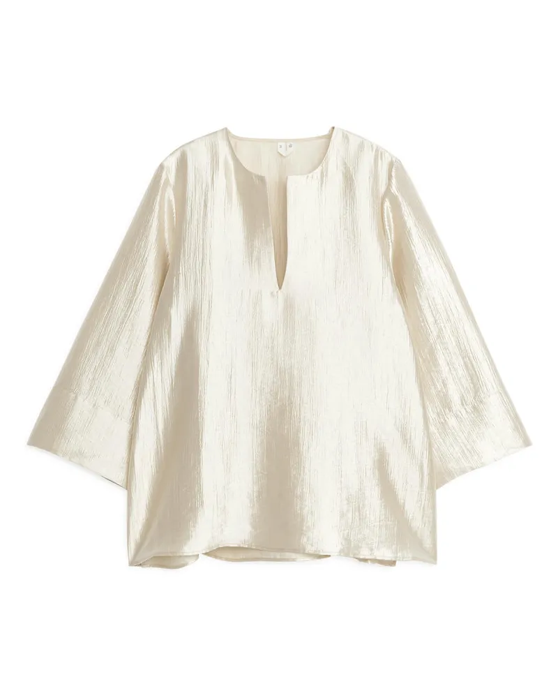 Arket Bluse In Knitteroptik Mit Schlitz - Beige|Goldfarben Beige