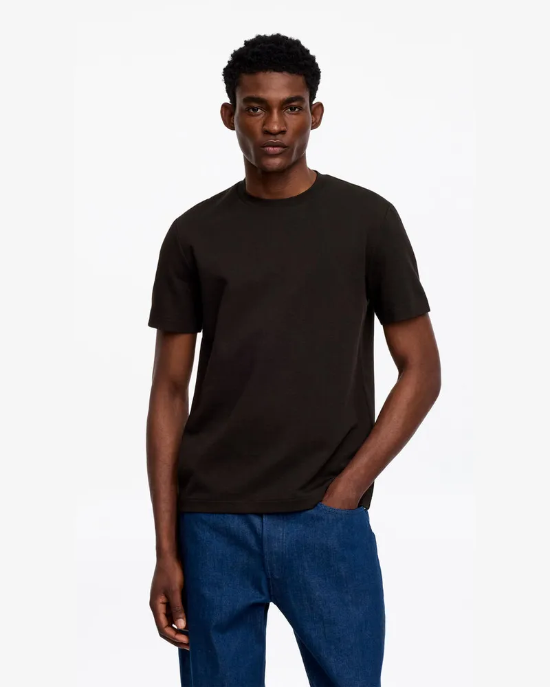 Arket Interlock-T-Shirt Mit Normaler Passform -Schwarz Schwarz