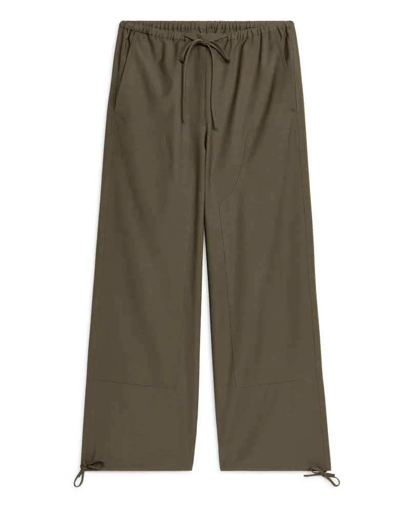 Arket Cargohose Aus Wolltwill - Grün|Braun Khaki