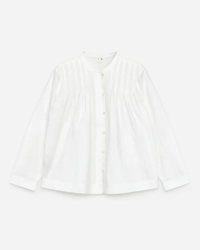 Arket Bluse Mit Biesen -Weiß Weiß