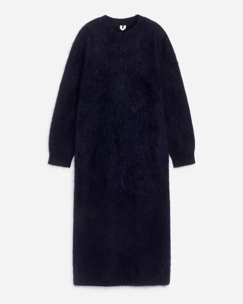 Arket Kleid Aus Wolle Und Mohair -Blau Blau