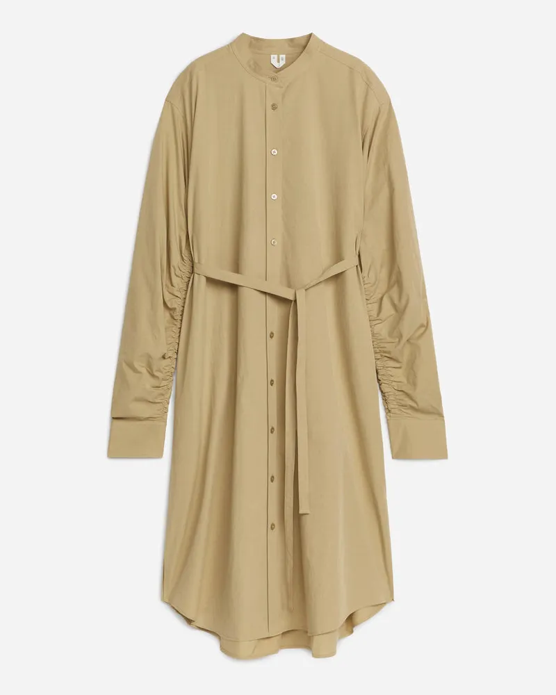 Arket Midikleid Mit Puffärmeln -Beige Beige