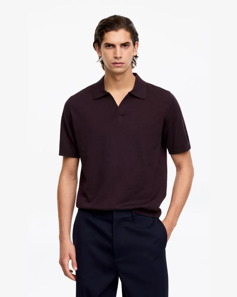 Arket Poloshirt Aus Baumwoll-Leinen -Rot Rot