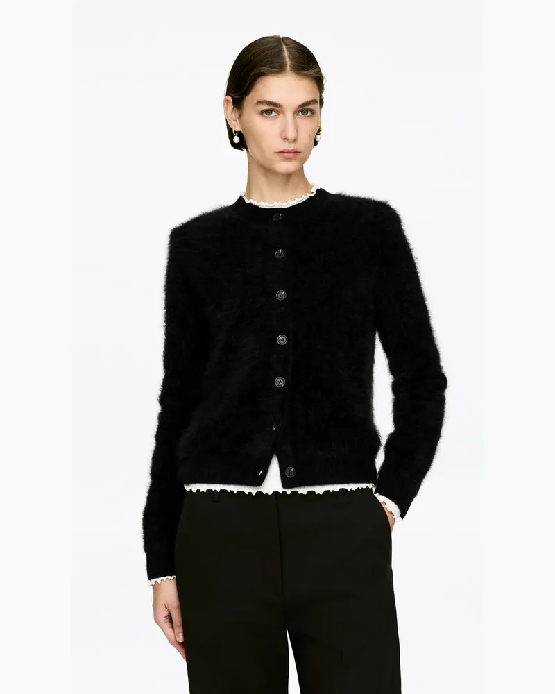 Arket Strickjacke Aus Reinem Gebürstetem Kaschmir -Schwarz Schwarz