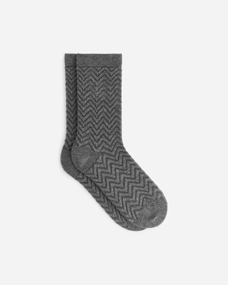 Arket Baumwollsocken Mit Chevron-Motiv -Grau Grau