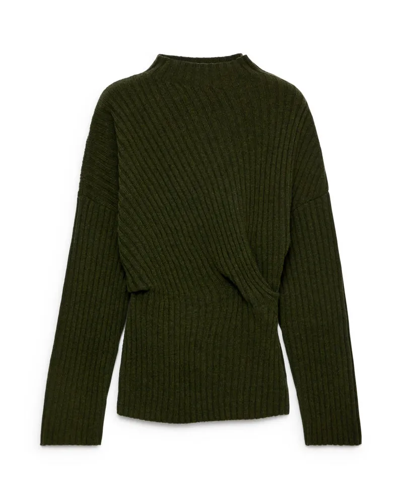 Arket Wollpullover Mit Drapierung - Grün Khaki