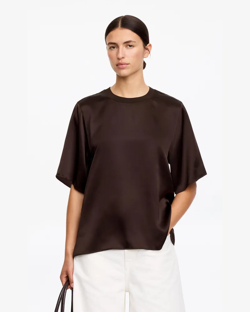 Arket T-Shirt Aus Seidensatin -Braun Braun