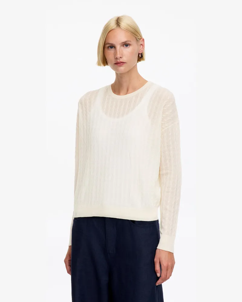Arket Zopfstrickpullover Aus Reinem Kaschmir -Weiß Weiß