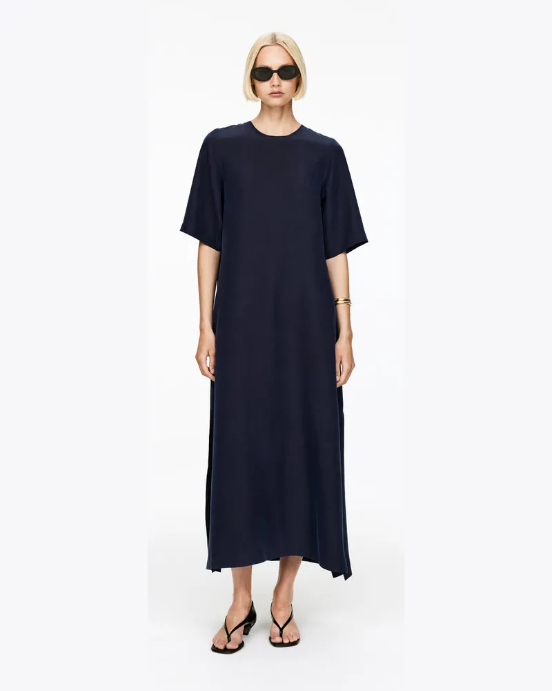Arket T-Shirt-Kleid Aus Seide -Blau Blau
