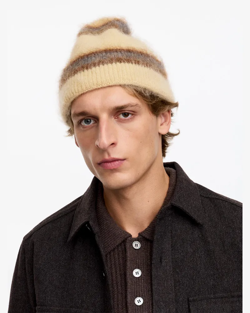 Arket Gestreifte Beanie Mit Umschlag -Gelb Gelb