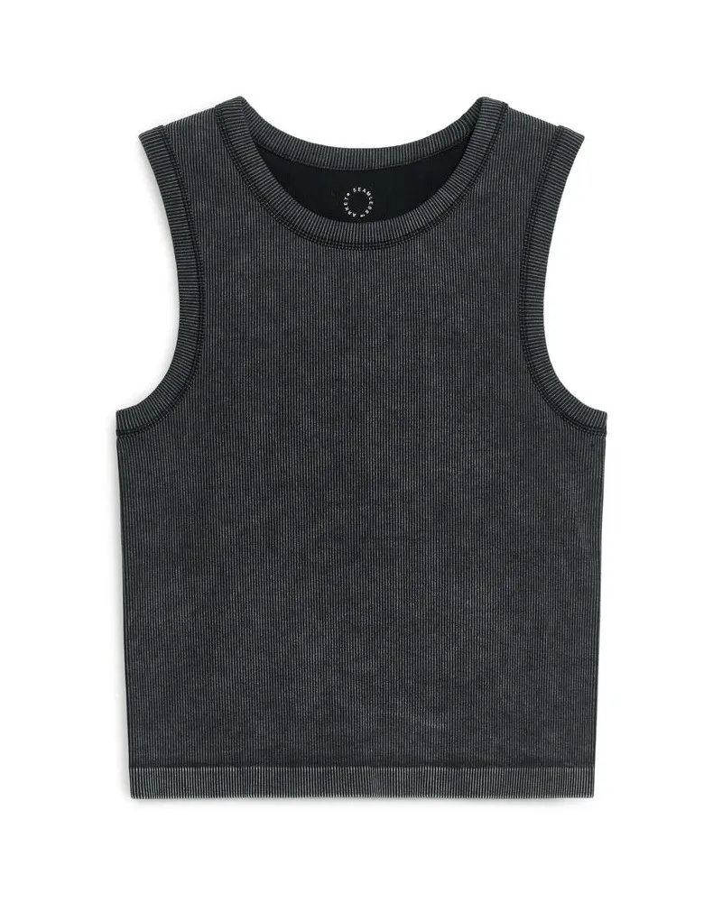 Arket Nahtloses, Geripptes Tanktop - Schwarz Verwaschenes