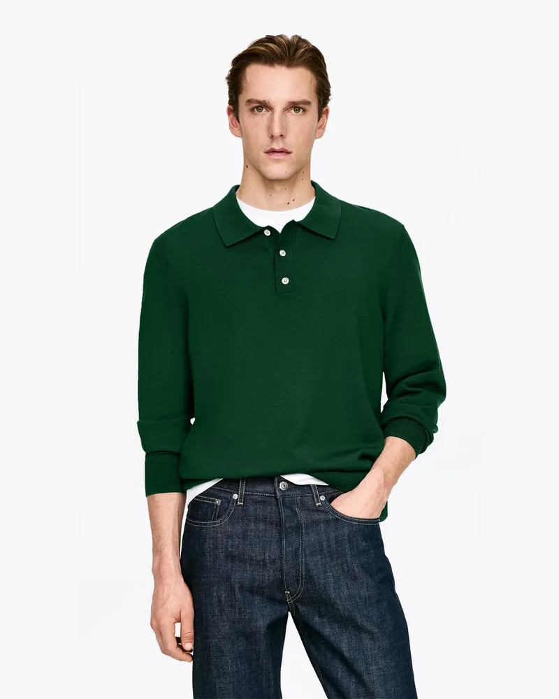 Arket Polopullover Aus Merinowolle -Grün Grün