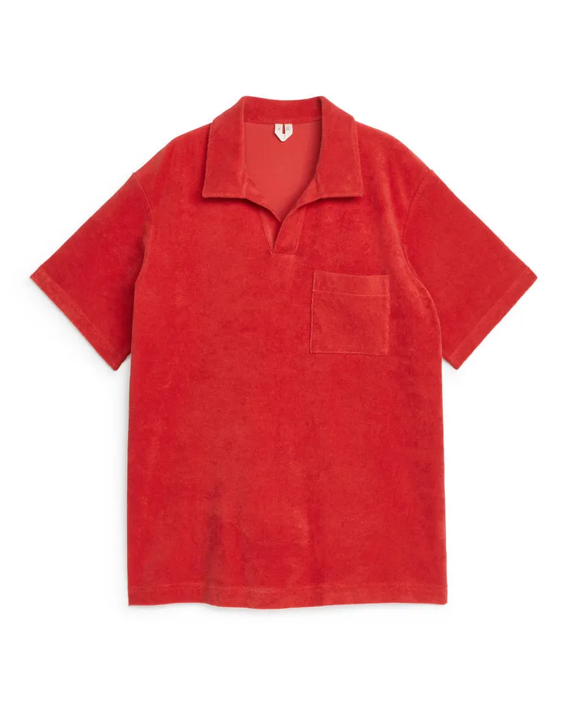 Arket Poloshirt aus Baumwollfrottee Rot