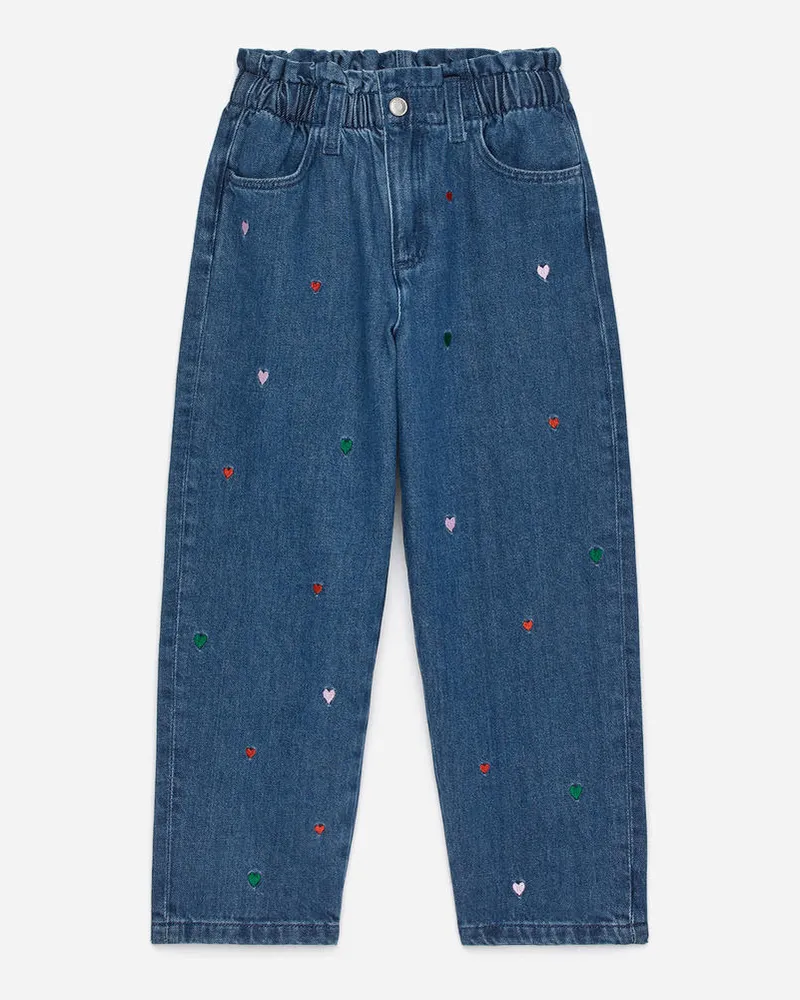 Arket Bestickte Paperbag-Jeans -Blau Blau