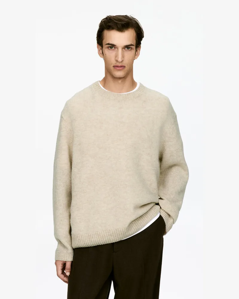 Arket Wollpullover Mit Rundhalsausschnitt -Weiß Weiß