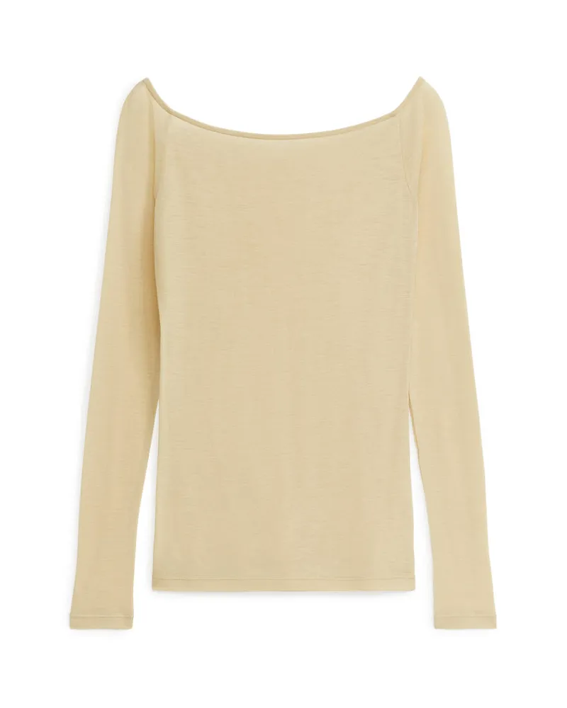 Arket Transparentes Off-Shoulder-Oberteil - Gelb|Beige Beige