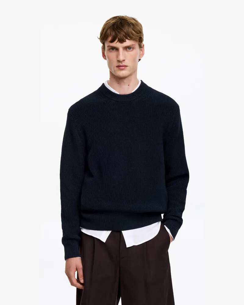 Arket Baumwollpullover Mit Rundhalsausschnitt -Blau Blau