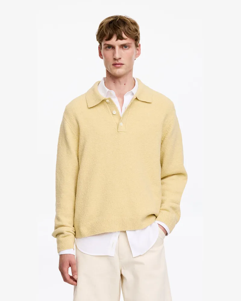 Arket Gestricktes Poloshirt Aus Baumwollmischung -Gelb Gelb