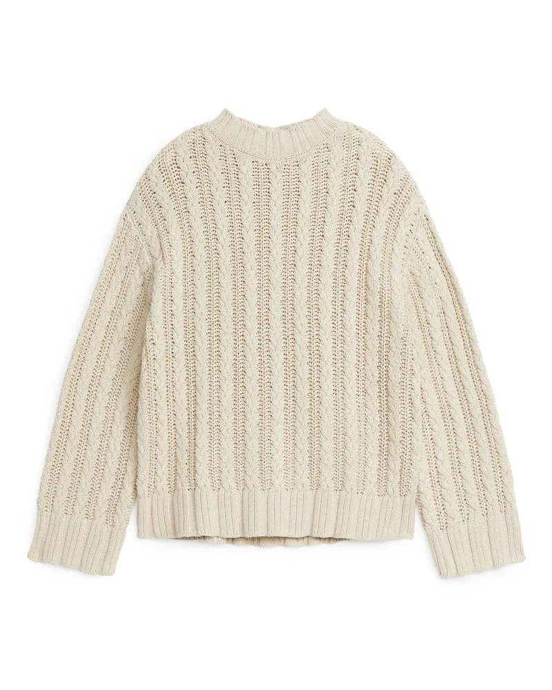 Arket Baumwollpullover Mit Zopfmuster - Beige Beige