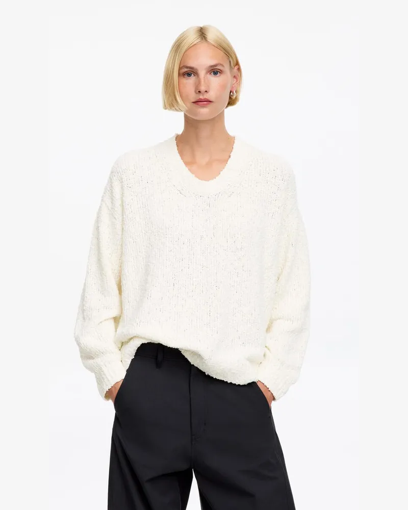 Arket Bouclé-Pullover Aus Baumwollmischung -Weiß Weiß