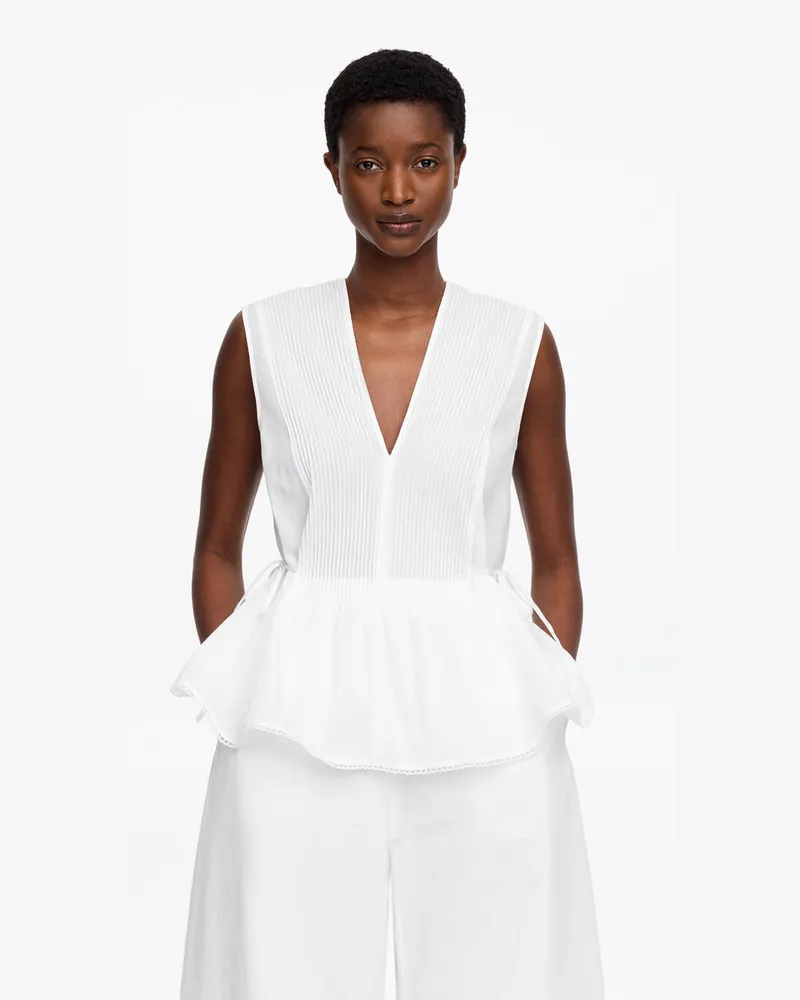 Arket Oberteil Mit Biesen -Weiß Weiß