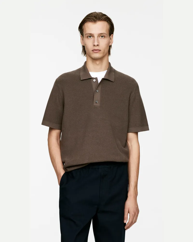 Arket Feinstrick-Poloshirt -Beige Beige