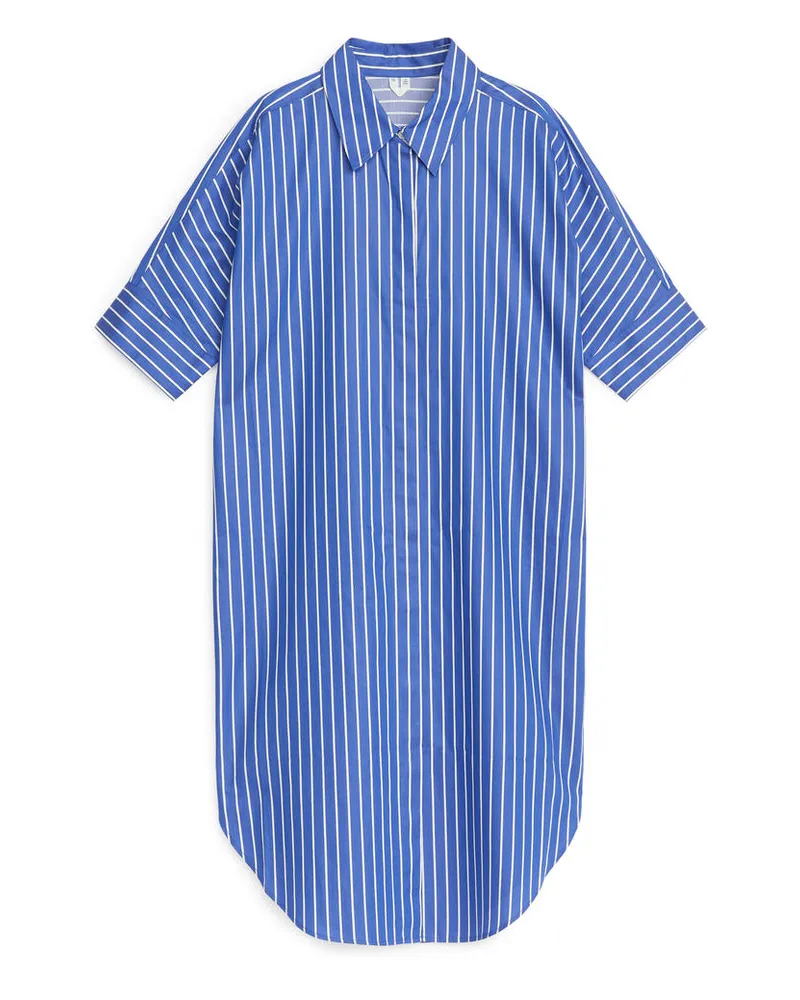 Arket Hemdkleid Aus Baumwolle - Blau|Mehrfarbig|Weiß Blau