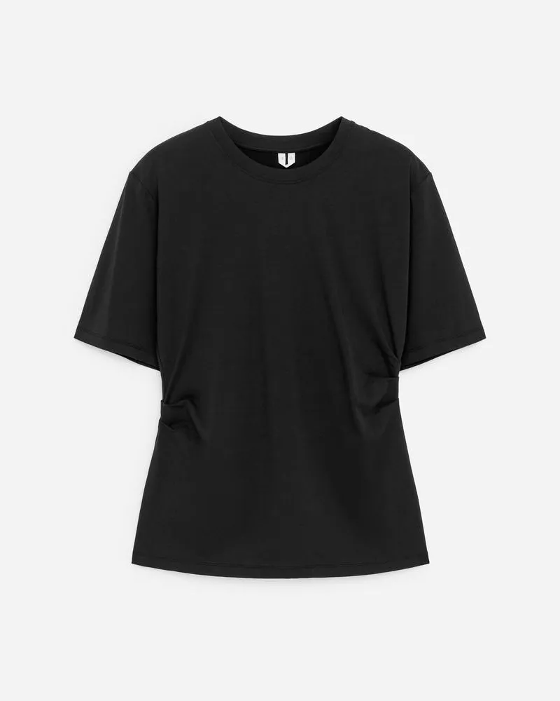 Arket Drapiertes T-Shirt -Schwarz Schwarz