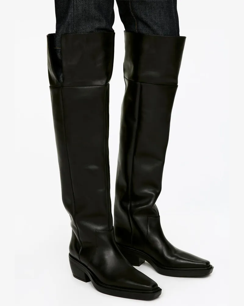 Arket Overknee-Stiefel Aus Leder -Schwarz Schwarz