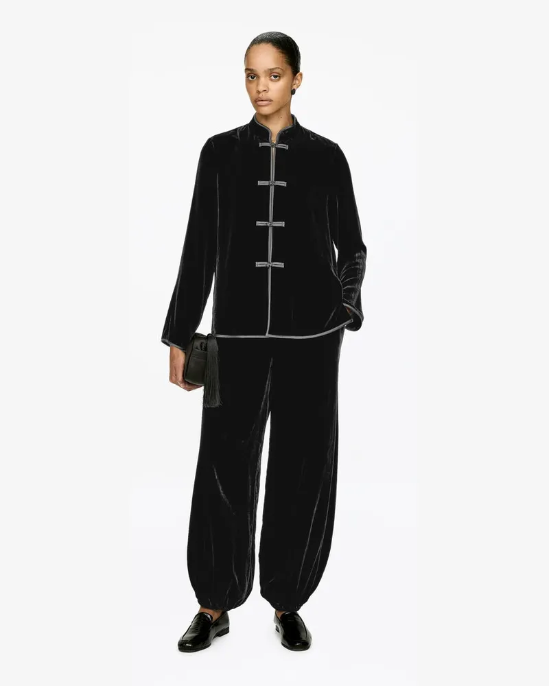 Arket Samt-Overshirt Aus Viskose Und Seide -Schwarz Schwarz