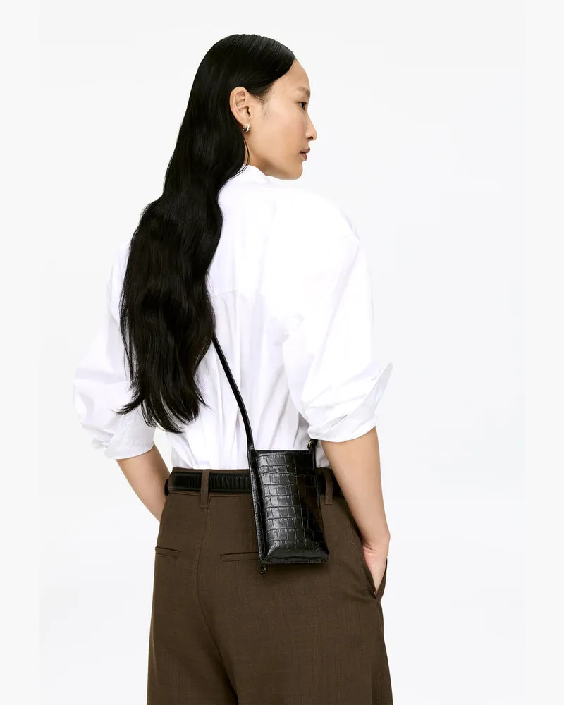 Arket Handytasche Aus Leder -Schwarz Schwarz