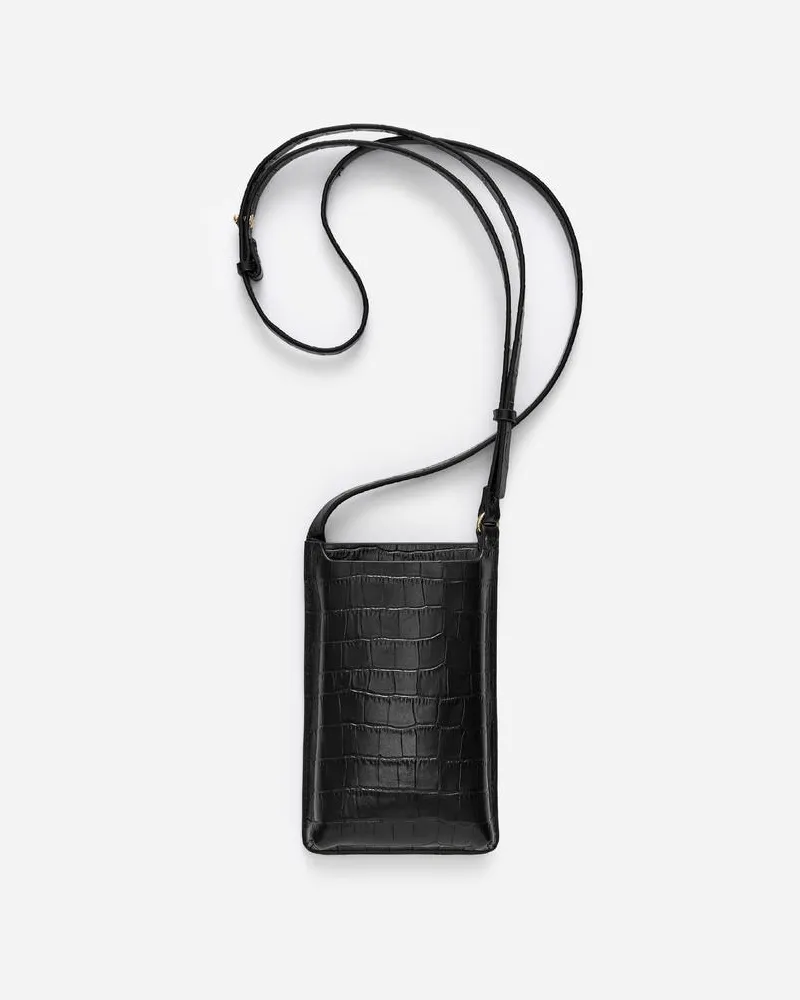 Arket Handytasche Aus Leder -Schwarz Schwarz