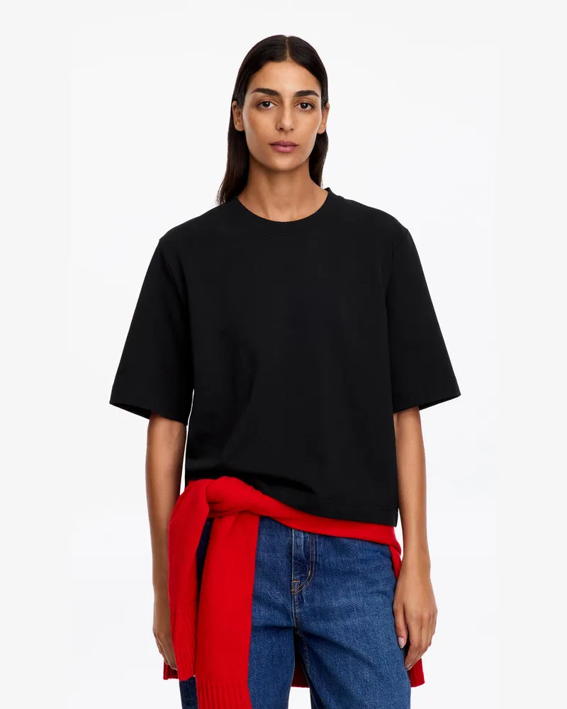 Arket Kastiges Signature-T-Shirt -Schwarz Schwarz