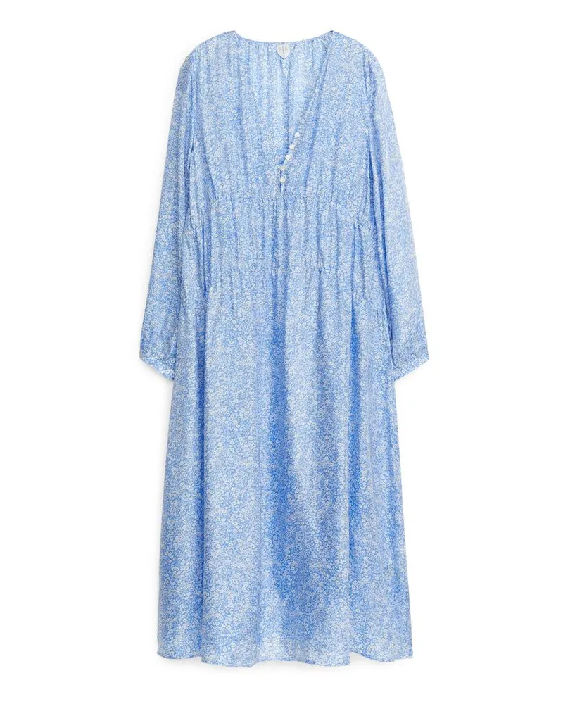 Arket Langärmliges Maxikleid - Blau|Mehrfarbig Hellblau