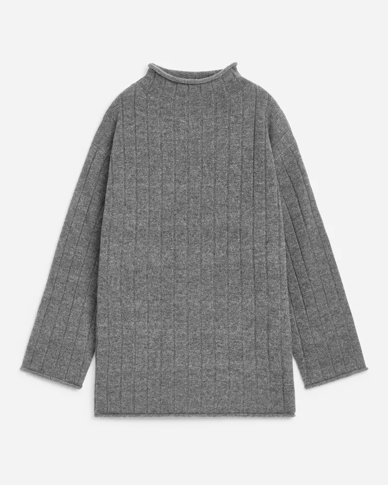 Arket Rippstrickpullover Aus Kaschmir Und Wolle -Grau Grau