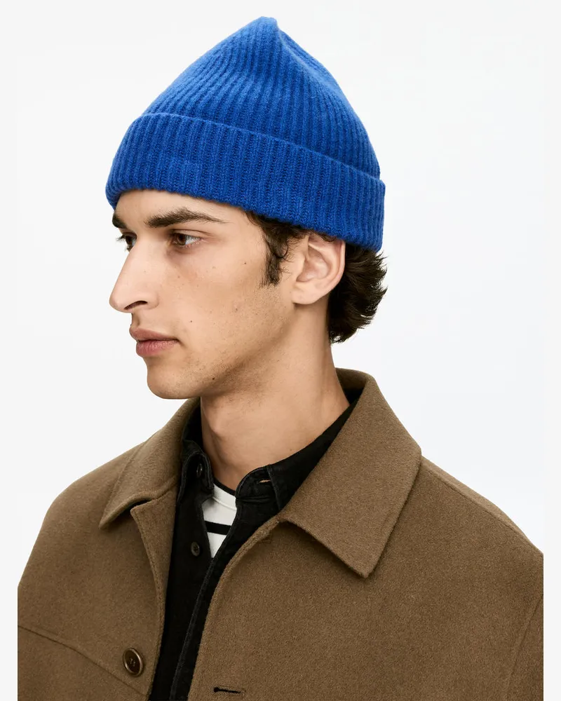 Arket Rippstrick-Beanie Aus Wollmischung -Blau Blau