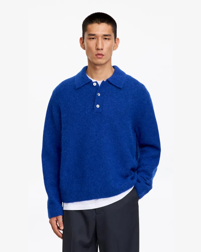 Arket Poloshirt Aus Alpakawolle Und Wolle -Blau Blau