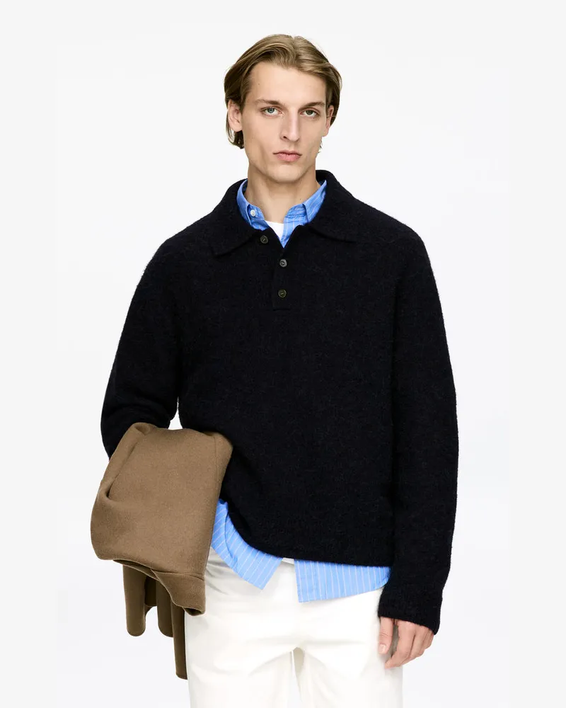 Arket Poloshirt Aus Alpakawolle Und Wolle -Blau Blau