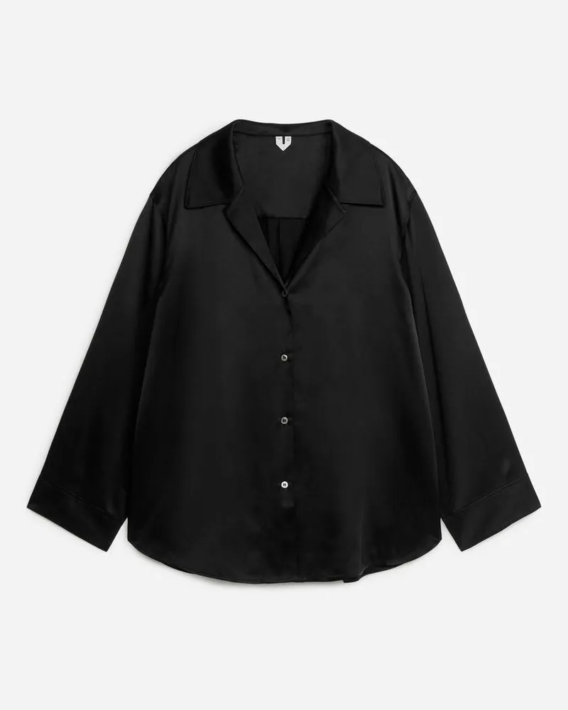 Arket Legere Seidenbluse - Schwarz Schwarz