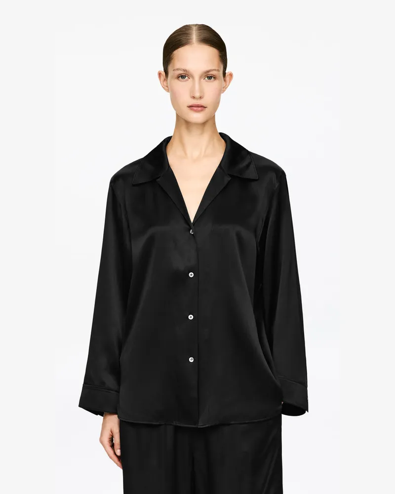 Arket Legere Seidenbluse -Schwarz Schwarz