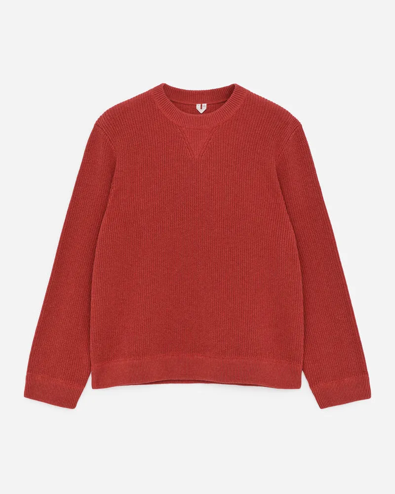 Arket Pullover Aus Baumwolle Und Leinen -Rot Rot