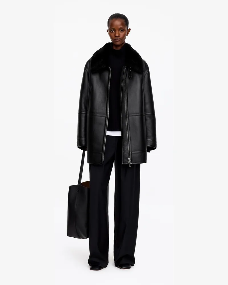 Arket Oversize-Lederjacke -Schwarz Schwarz
