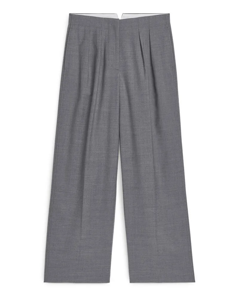 Arket Flanellhose Mit Niedrigem Bund - Grau Graumeliert