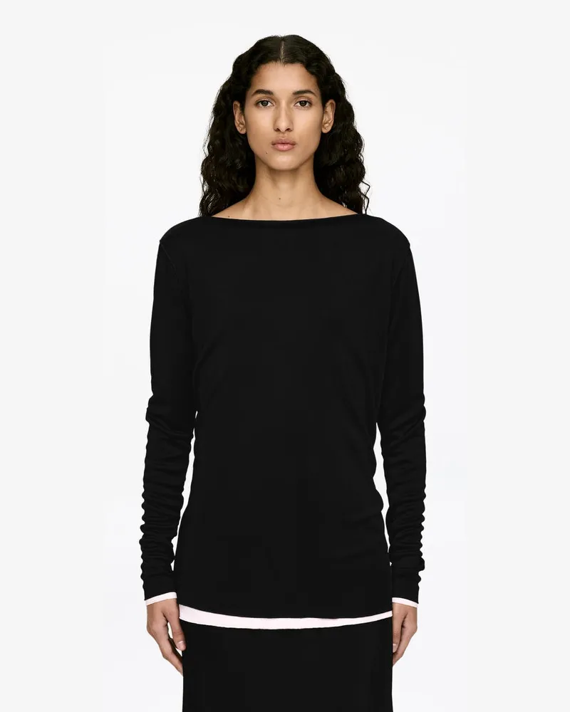 Arket Satinoberteil Mit U-Boot-Ausschnitt -Schwarz Schwarz