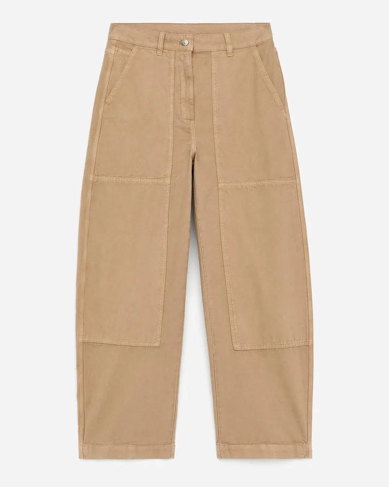Arket Baumwollhose Mit Barrel Leg - Beige Beige