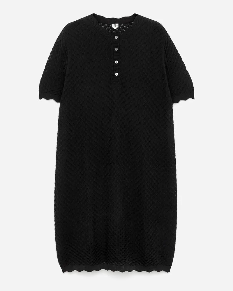 Arket Strickkleid Mit Lochmuster -Schwarz Schwarz