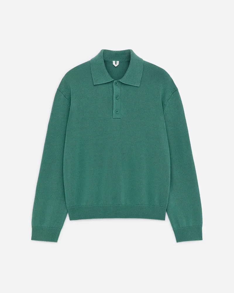 Arket Poloshirt Aus Baumwolle Und Lyocell -Grün Grün