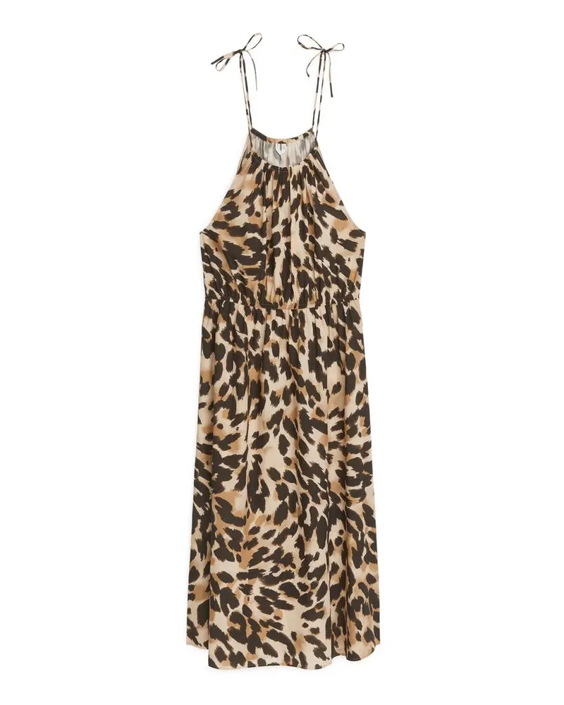 Arket Trägerkleid Aus Lyocell - Beige|Schwarz|Braun|Mehrfarbig Allover-print