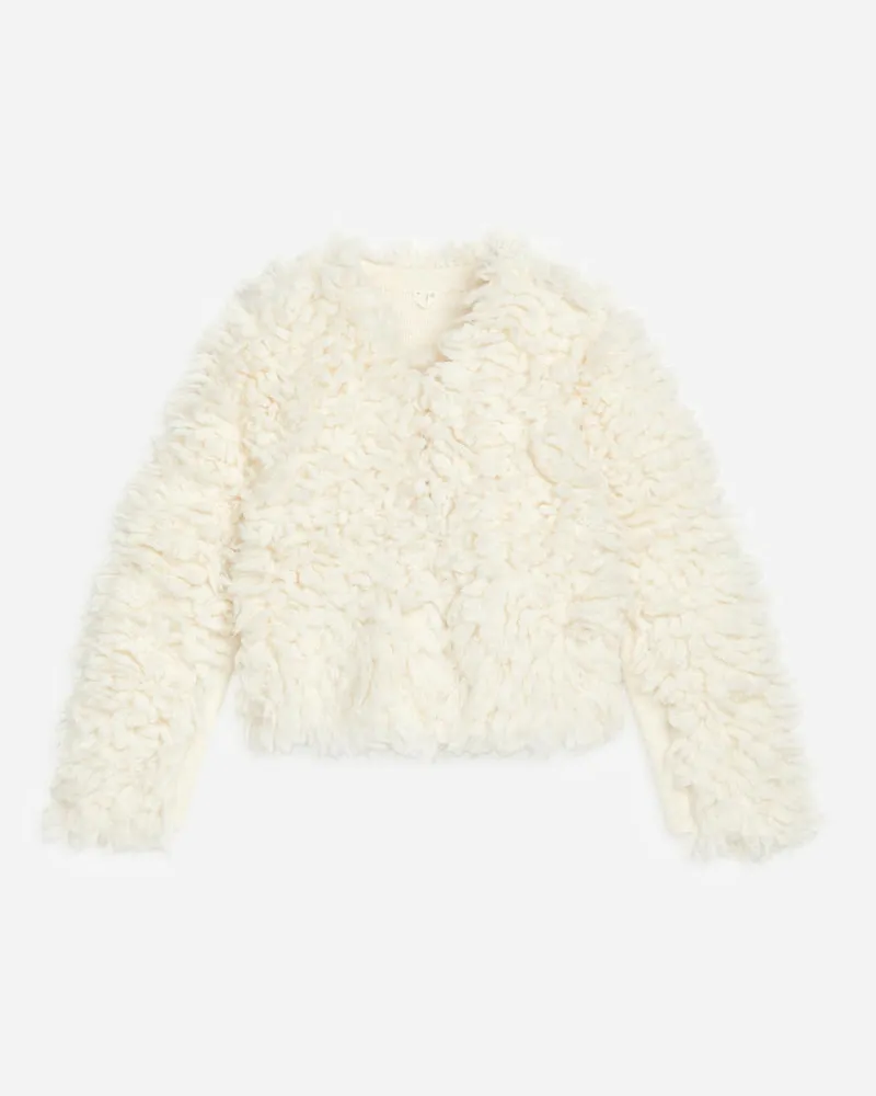 Arket Strickjacke Mit Fellimitat -Weiß Weiß