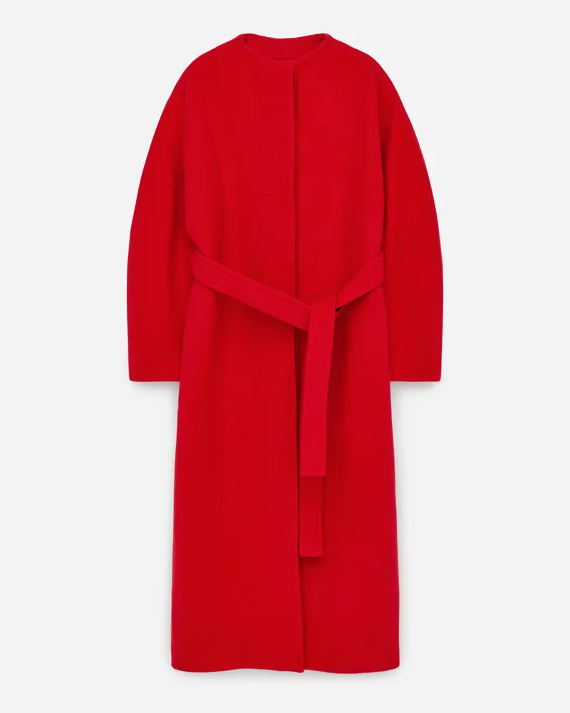Arket Mantel Aus Wollmischung Mit Gürtel - Rot Rot